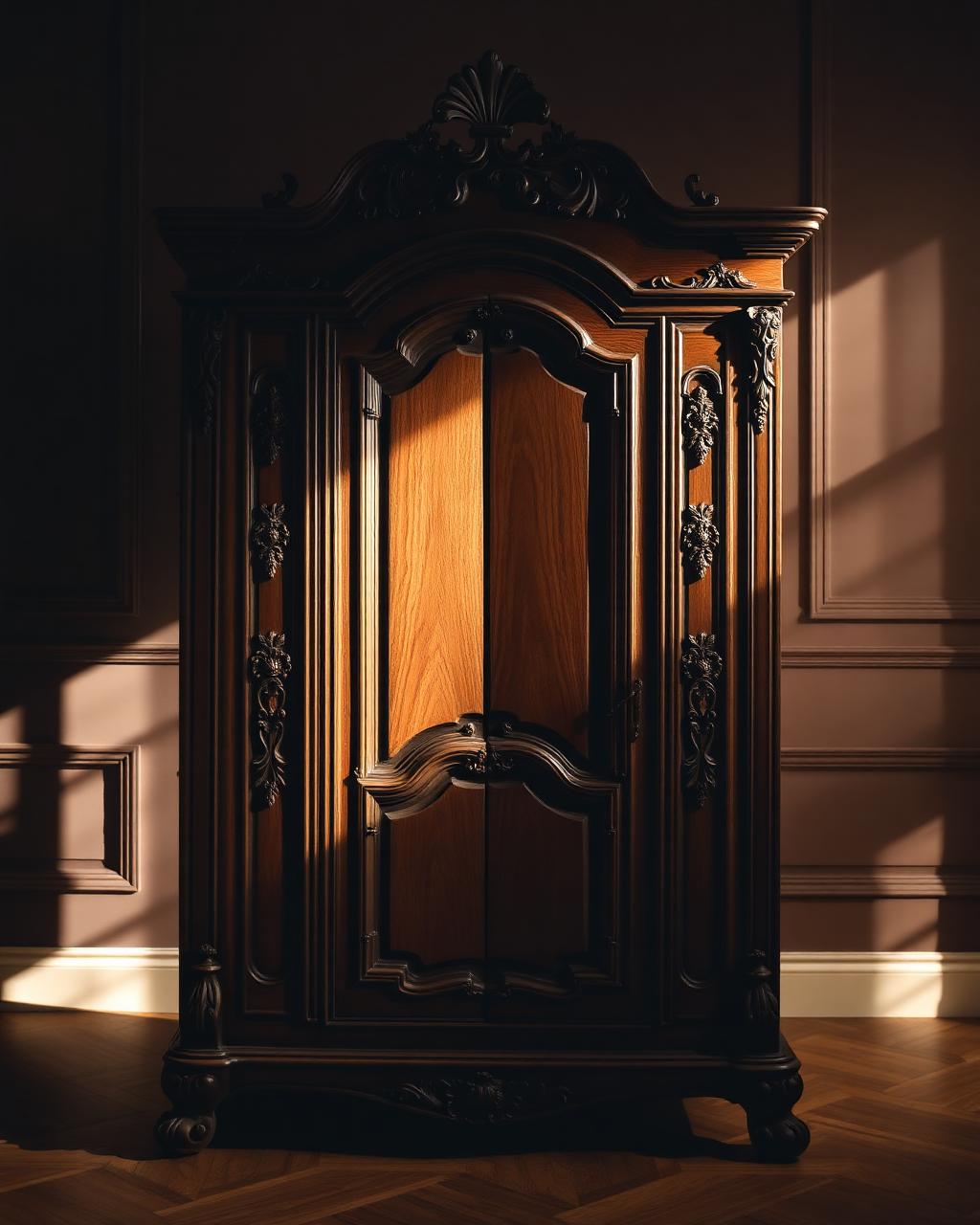 19th century carved wooden armoire